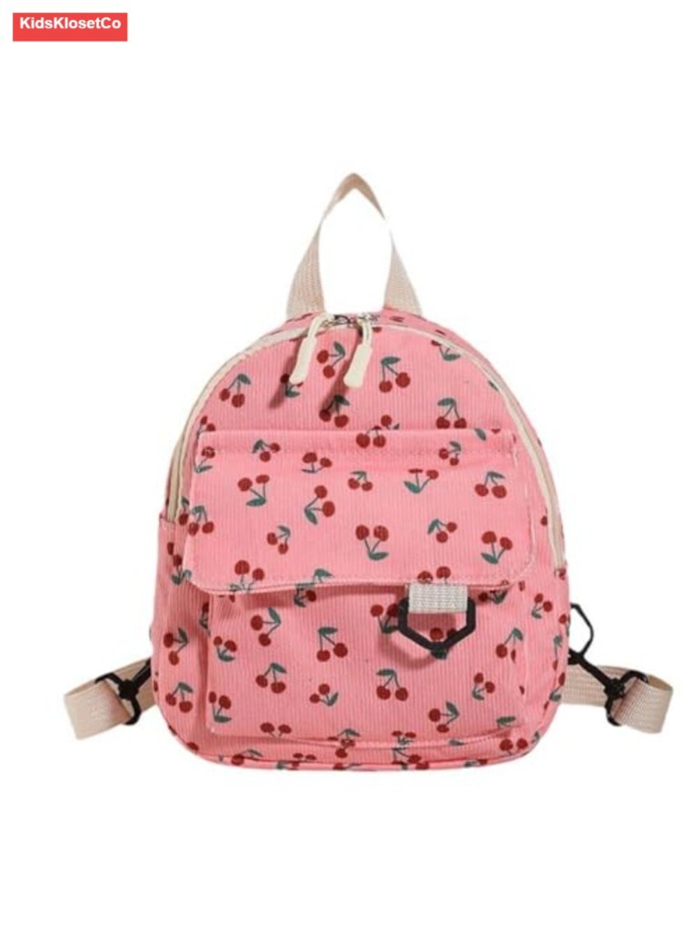 Corduroy Mini Backpack Purse with 2 Pockets Adjustable Removable Strap